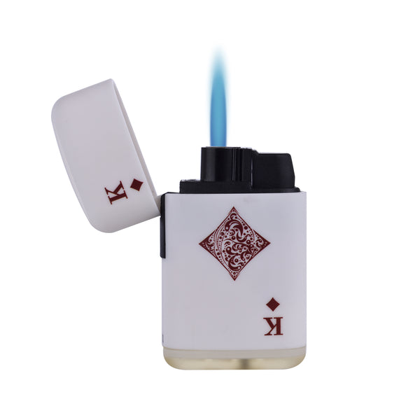 PLAYING CARDS JET FLAME LIGHTERProduct Dimension (cm): 6.88 x 4.0 x 2.0 Weight (kg): 0.037