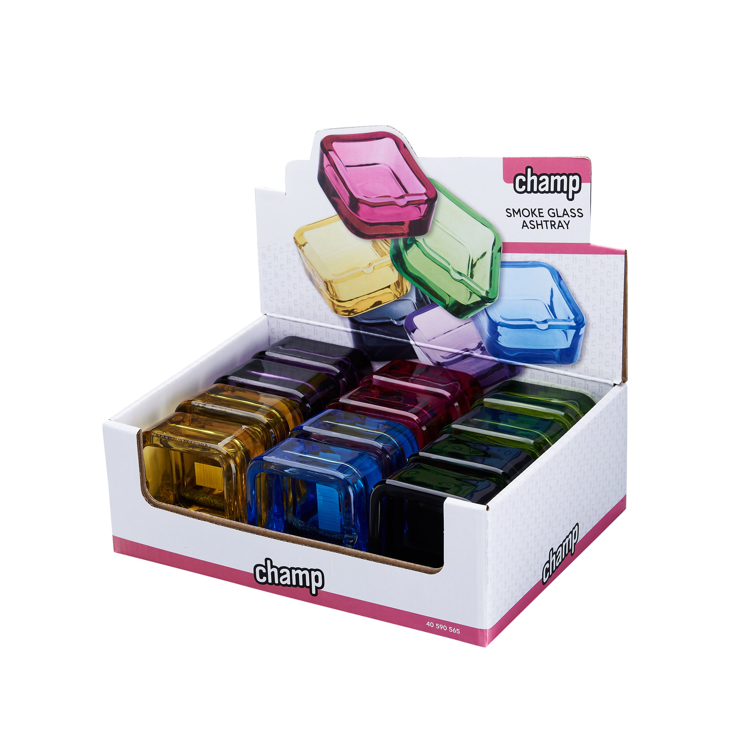 CHAMP SMOKE GLASS ASHTRAY 7.3*7.3cm-DL12