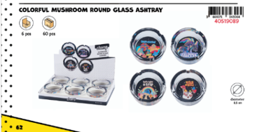 CH MUSHROOM ROUND GLASS ASHTRAY DL-6