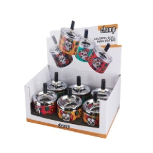 CH PUSH ASHTRAY COLORFUL SKULL DL-6