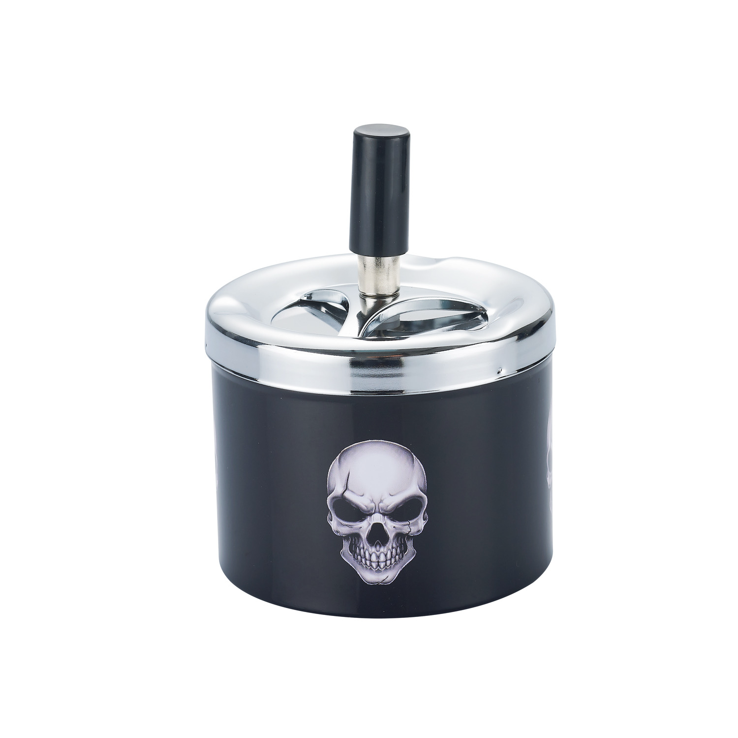CH PUSH ASHTRAY BLK SKULL DL-6