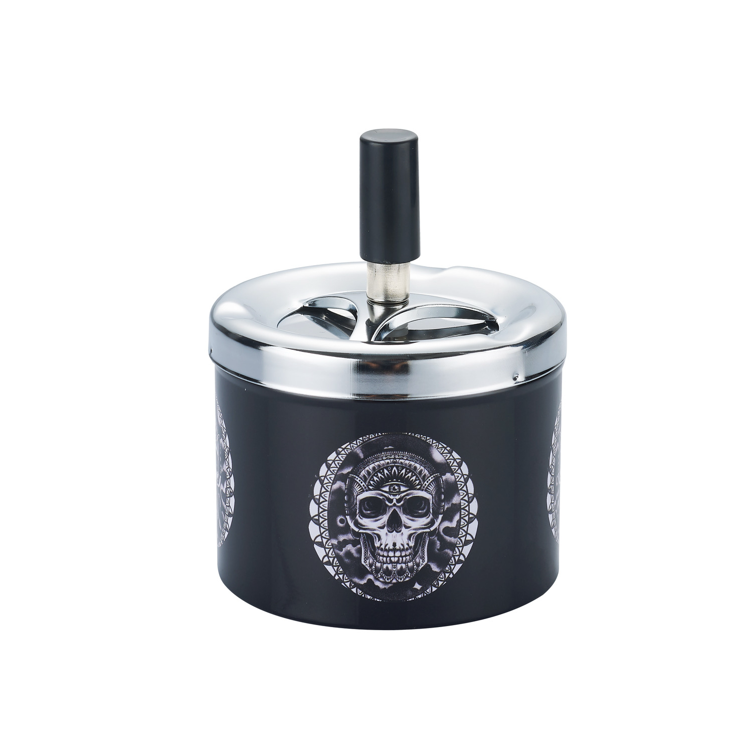 CH PUSH ASHTRAY BLK SKULL DL-6