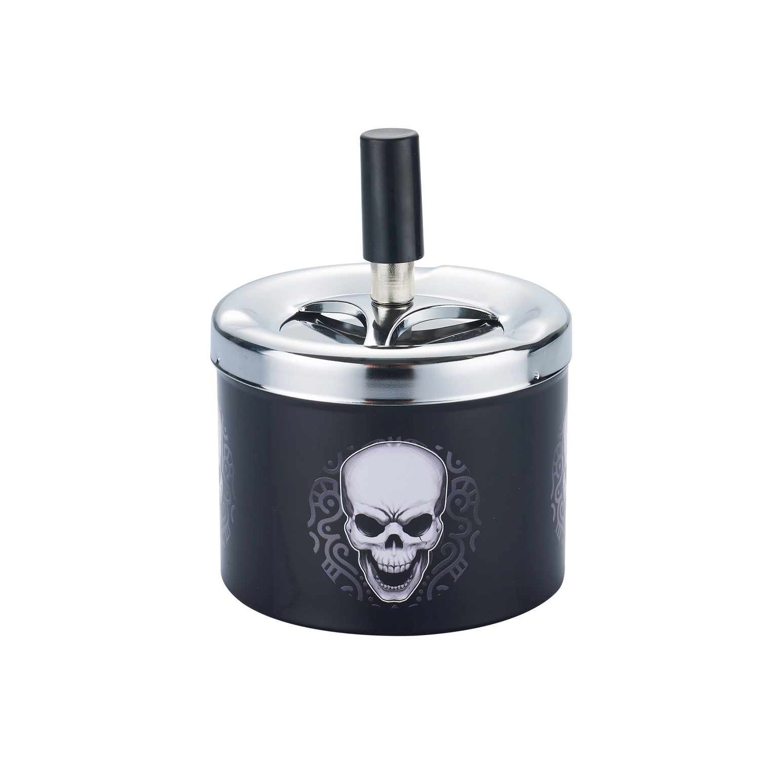 CH PUSH ASHTRAY BLK SKULL DL-6