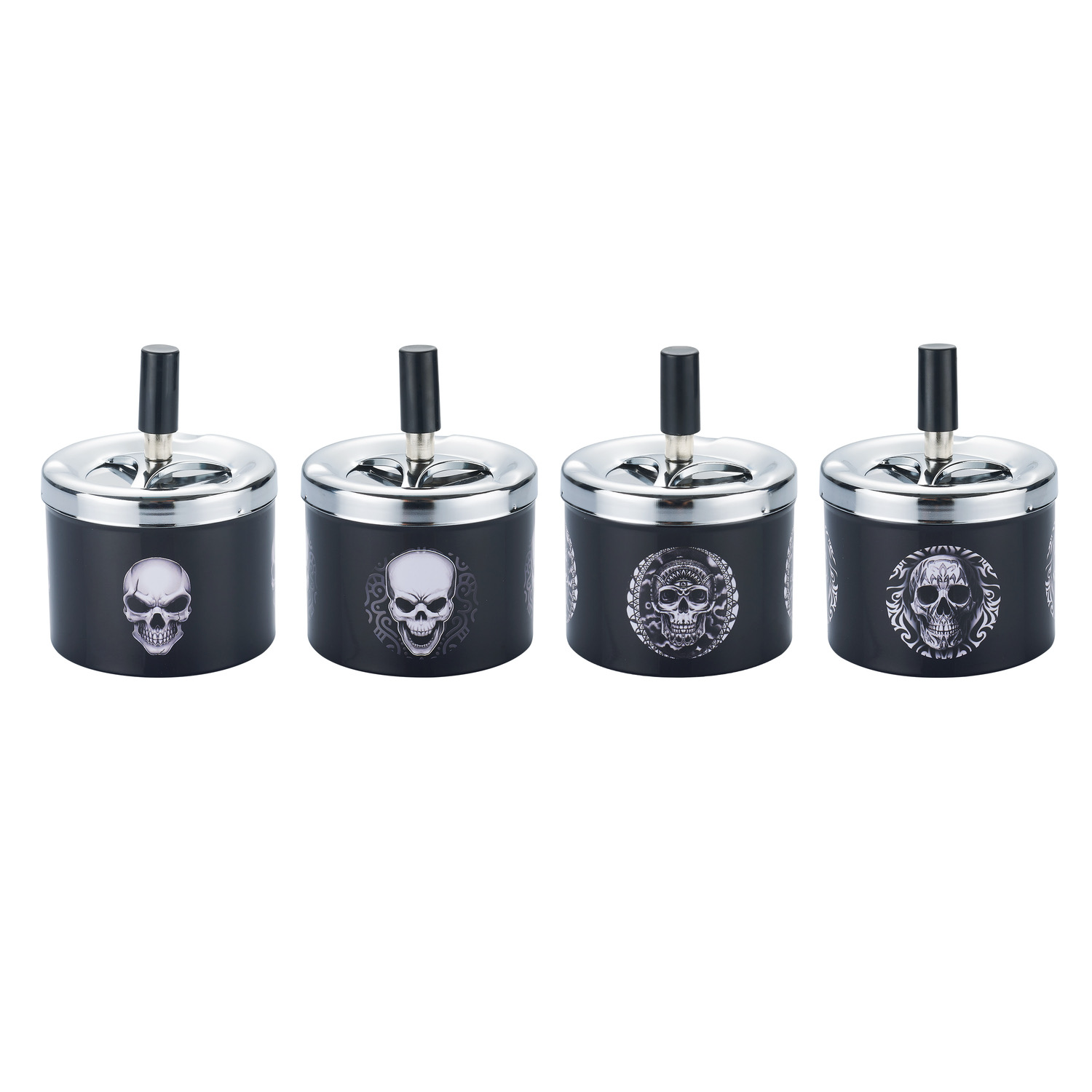 CH PUSH ASHTRAY BLK SKULL DL-6