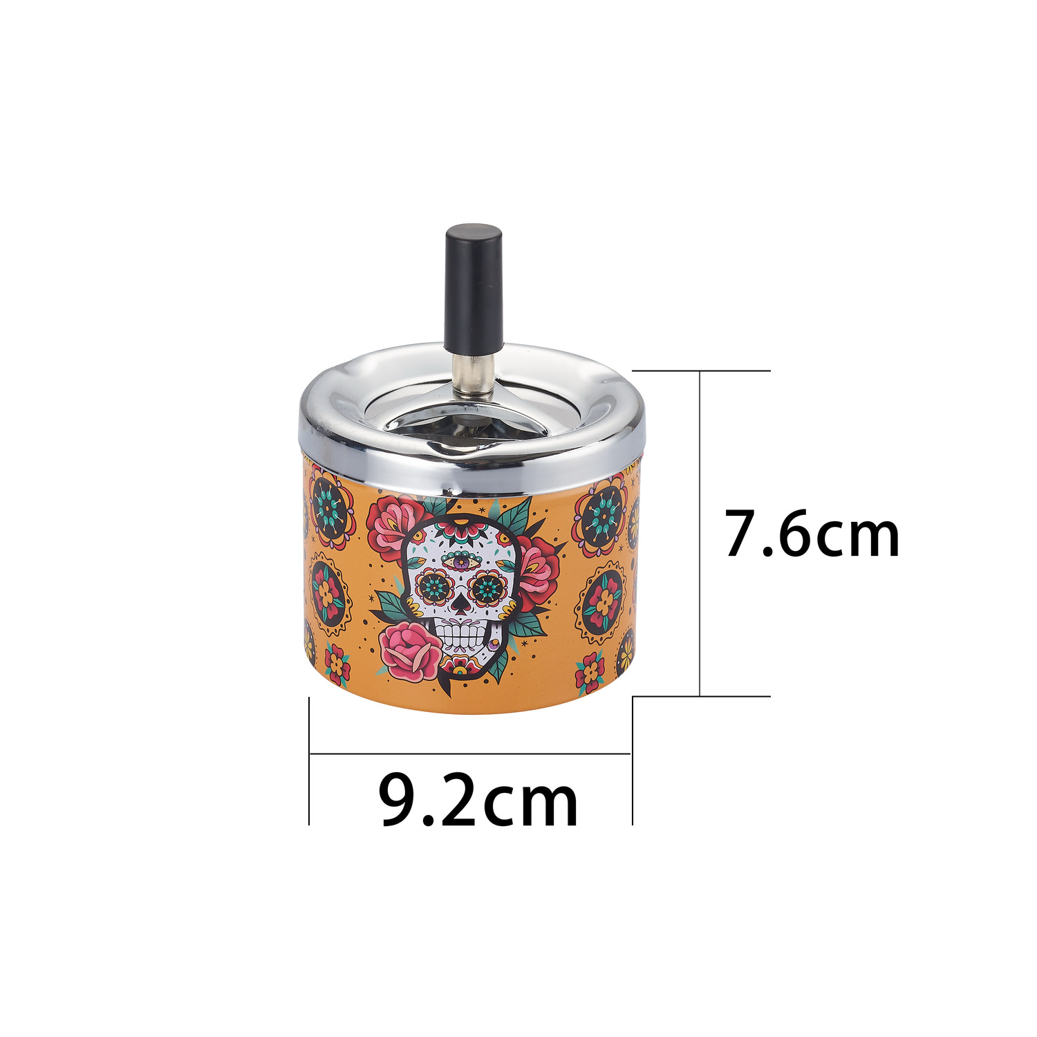 CH PUSH ASHTRAY COLORFUL SKULL DL-6