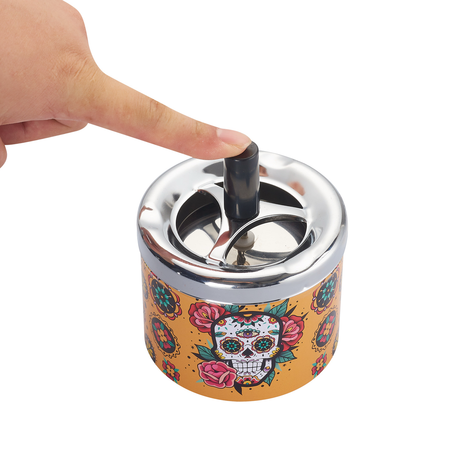 CH PUSH ASHTRAY COLORFUL SKULL DL-6