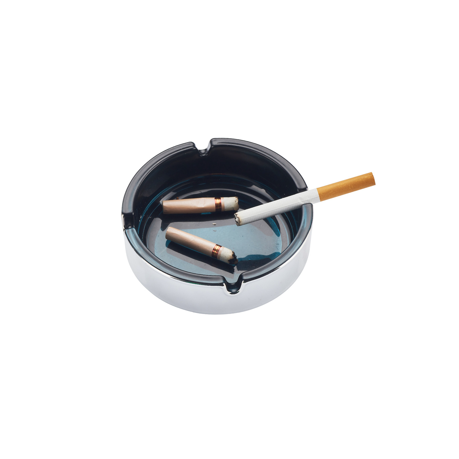 CH ROUND COL PLATING GLASS ASHTRAY