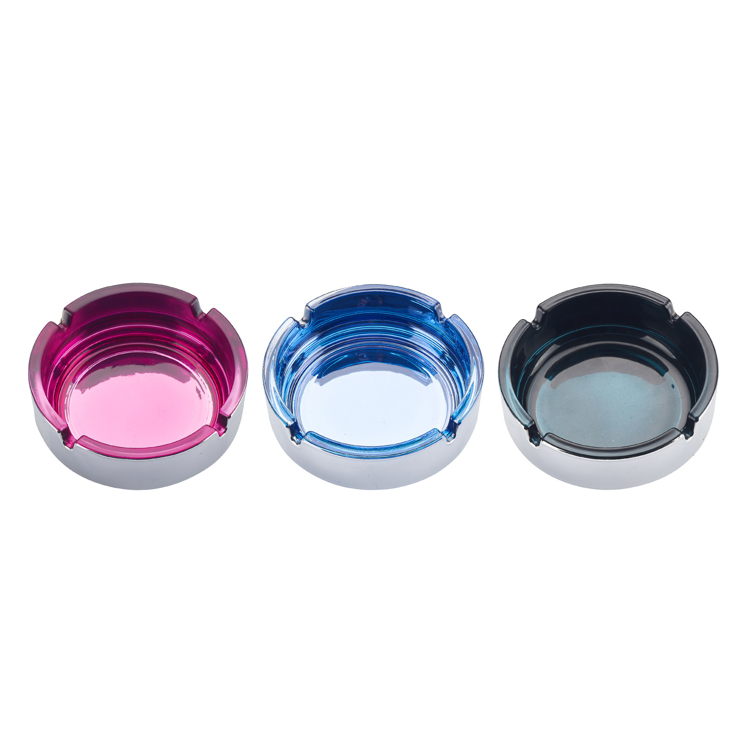 CH ROUND COL PLATING GLASS ASHTRAY