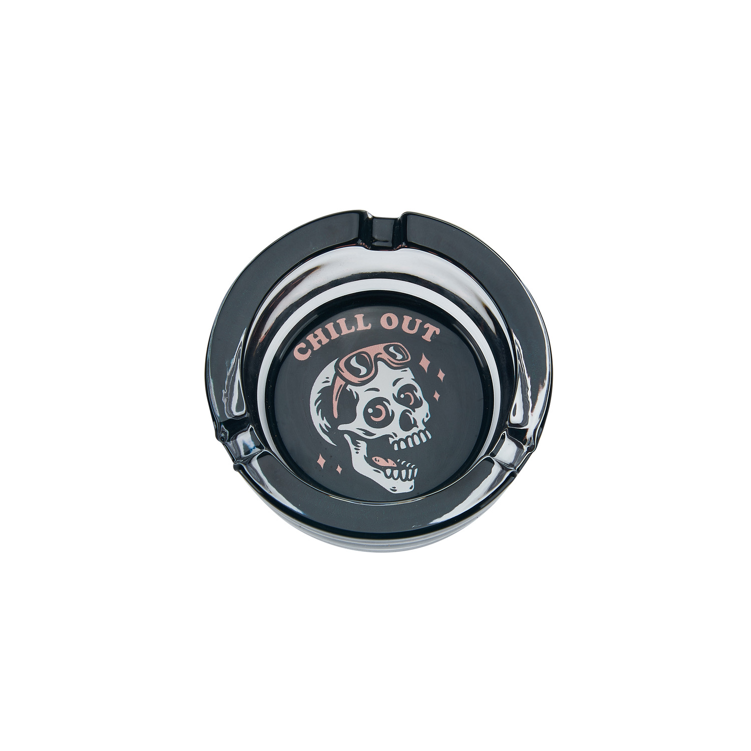 CH SKULL ROUND GLASS ASHTRAY DL-6
