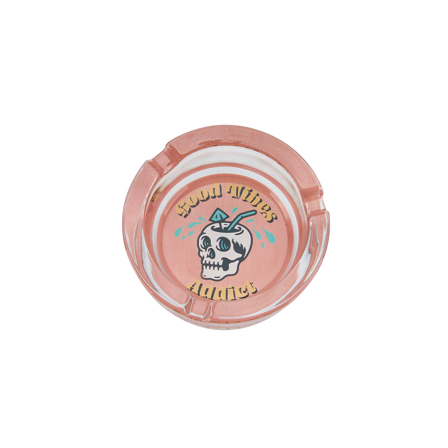 CH SKULL ROUND GLASS ASHTRAY DL-6