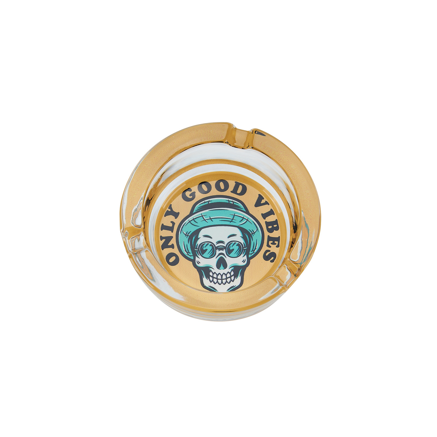 CH SKULL ROUND GLASS ASHTRAY DL-6