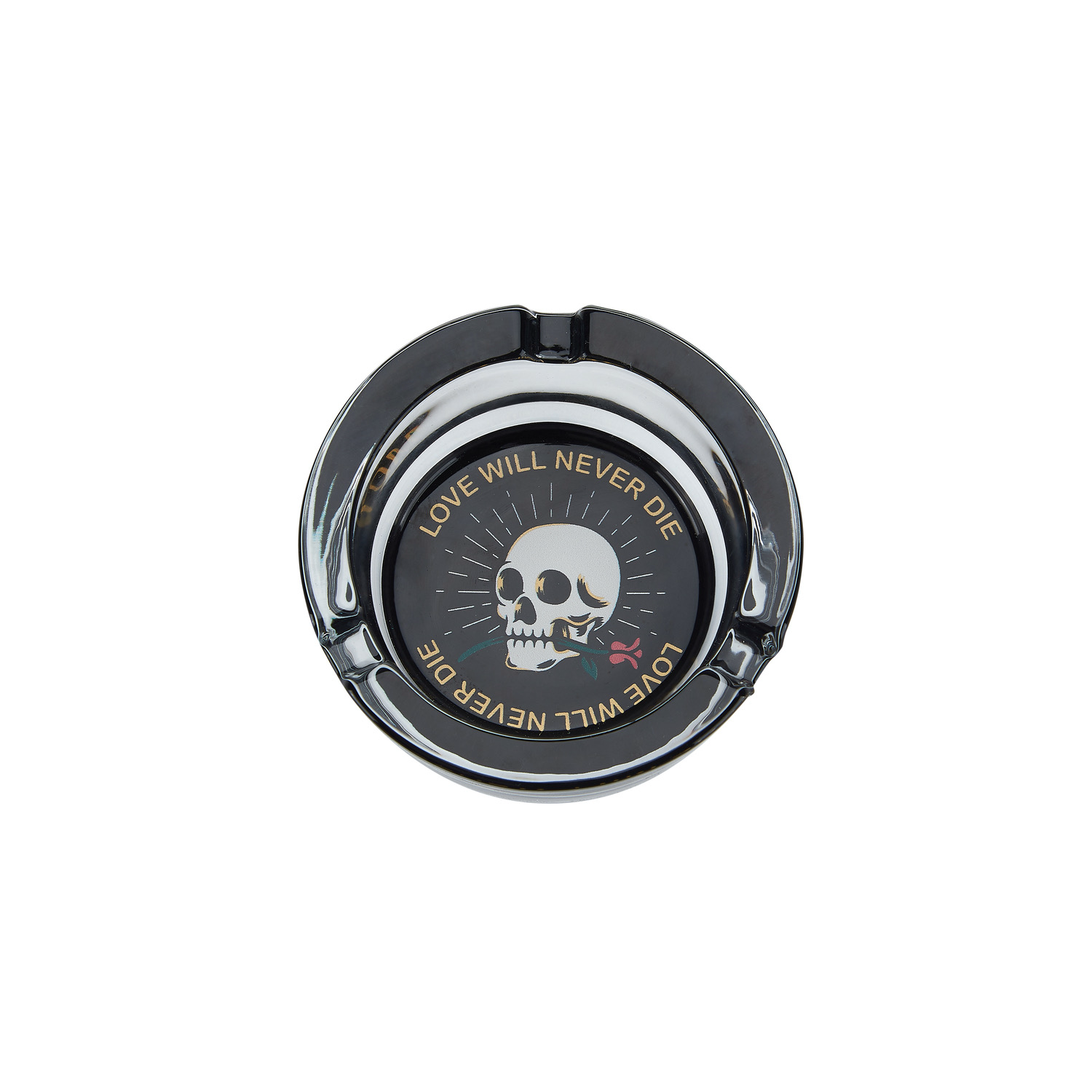 CH SKULL ROUND GLASS ASHTRAY DL-6