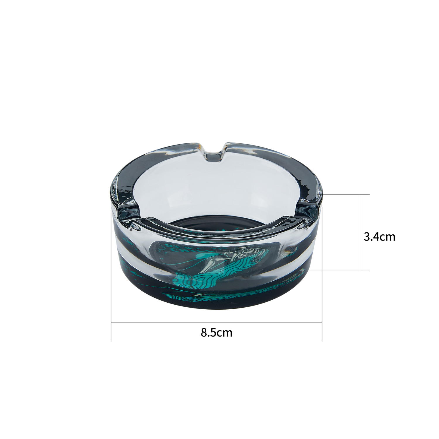 CH SKULL ROUND GLASS ASHTRAY DL-6
