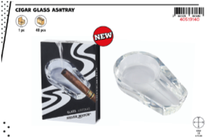 SM CIGAR GLASS ASHTRAY WHITE GB DL-1