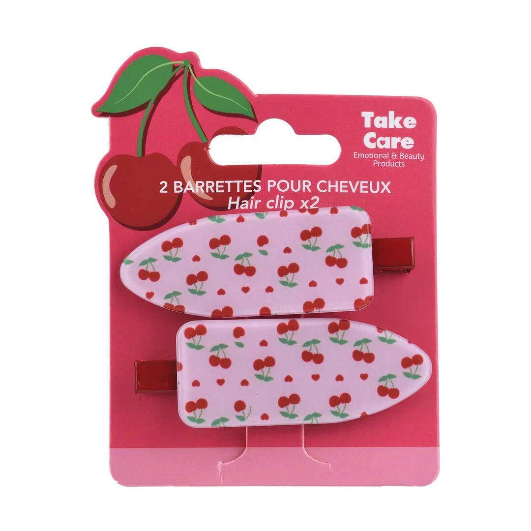 WORDS 2 x HAIR CLIP CHERRY B/CARD ASS-12
