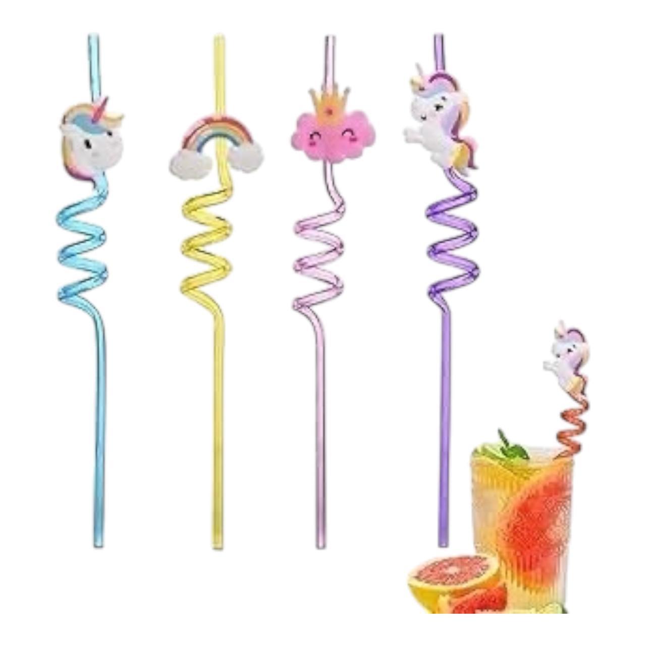 Unicorn Set 4 Straws In Bag